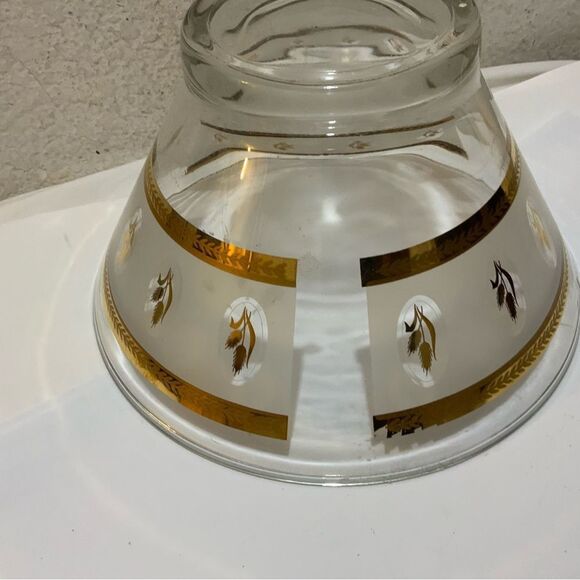 Vintage 1960s Anchor Hocking Mid Century Gold Wheat Large Glass Serving Bowl - Picture 9 of 12